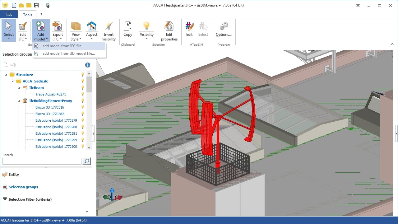 Free IFC viewer usBIM.viewer+ ACCA software